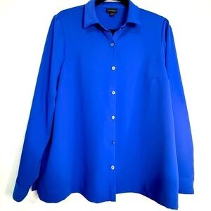 J. Jill Cobalt Blue Button-Up Women's Top, Wearever collection, easy care. Sz M.